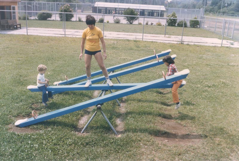 Mom would even find a way to make the teeter-totter fair.